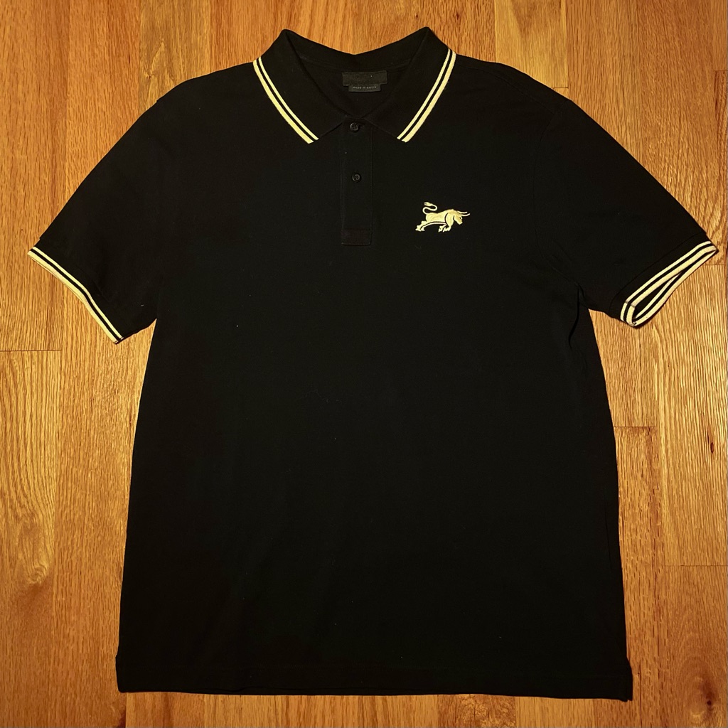 Prada Black Polo Shirt With Gold Accents